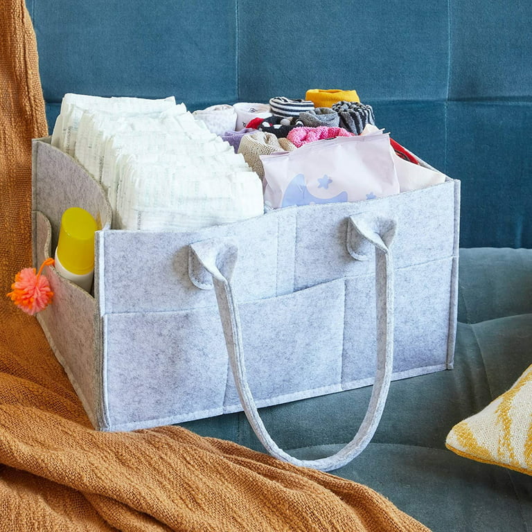 Premium Baby Diaper Caddy Organize Portable Large Nursery Storage Bin Car Travel Organizer for Wipes and Toys Nursery Diaper Tote Bag 